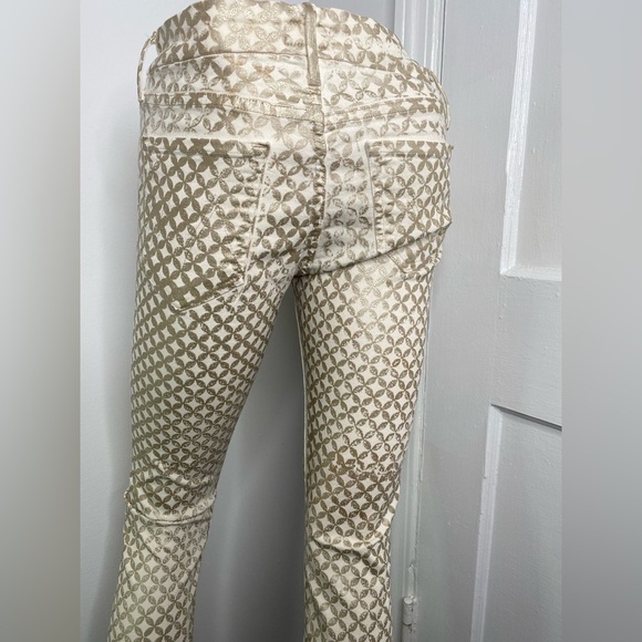 MOTHER THE LOOKER  Creme De Love Metallic Stylish Geometric Patterned Pants - Picture 8 of 11